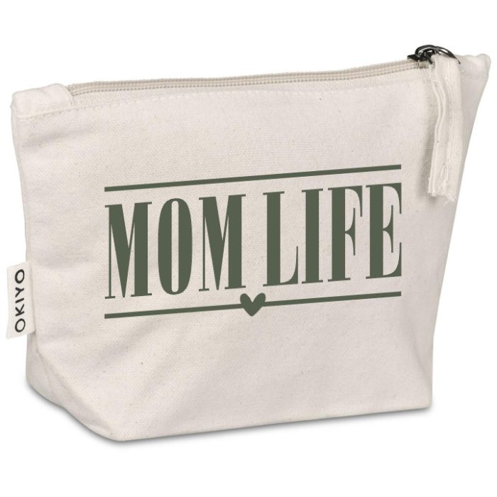 Mom Life Canvas Makeup Bag