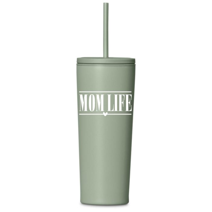 Mom Life Tumbler with Straw